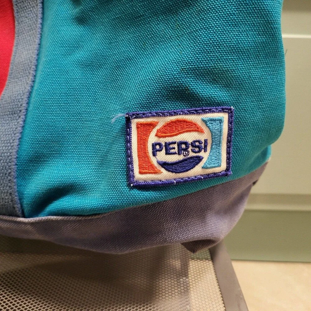 VTG‎ 70s 80s Pepsi-Cola Soda XL Canvas Boat & Tote Blue Red Zip Carry Bag RARE